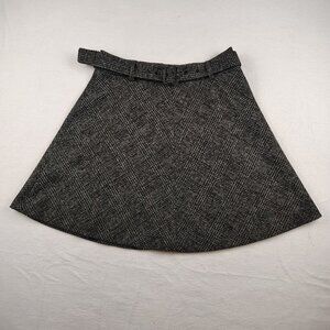 Zara Woman Mini A - Line Skirt Black Tweed Belted Sz Large